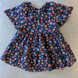 Hanna Andersson Floral Kids Dress - Navy Background